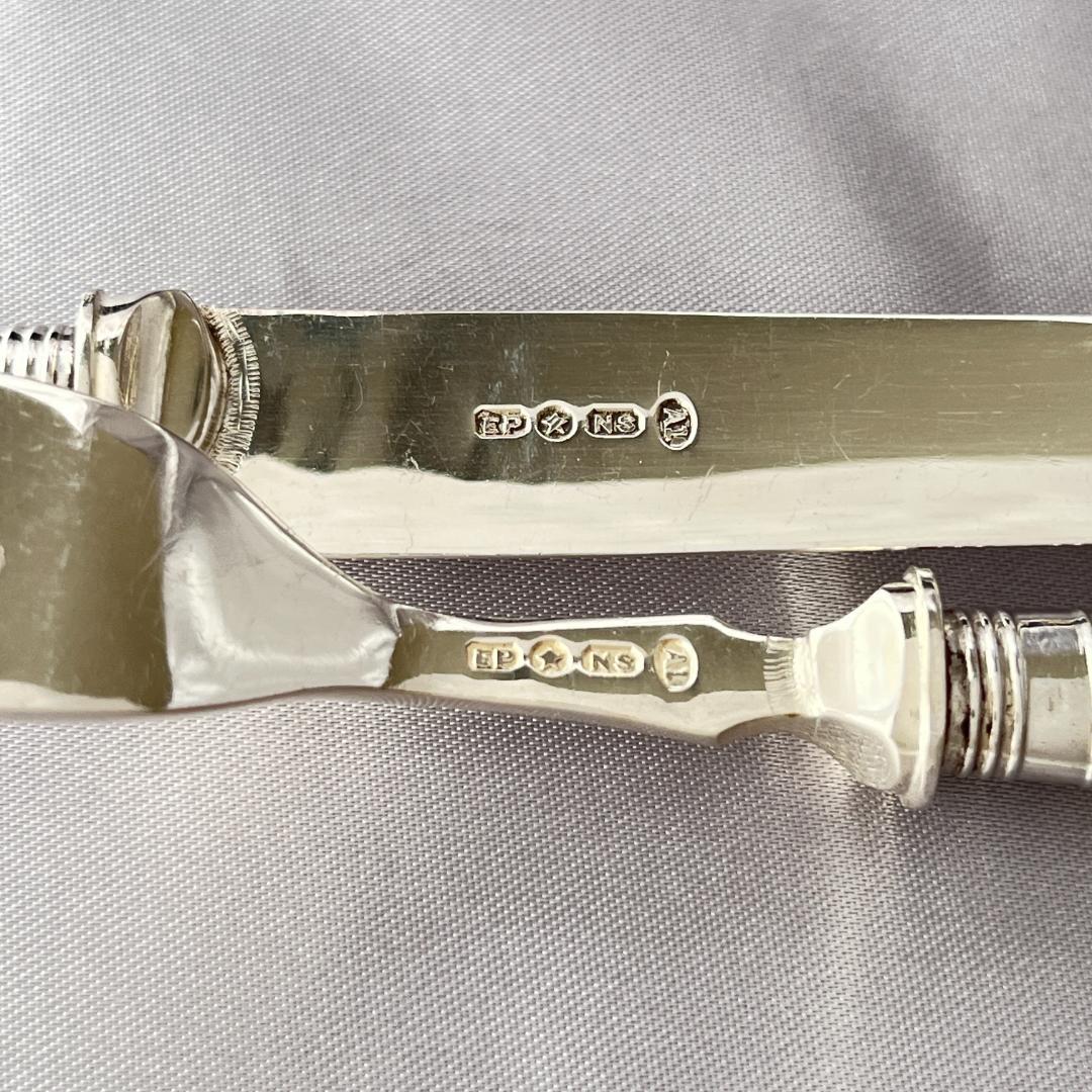 【英国 】【白蝶貝 / 純銀継手】ビクトリアン デザートセット10本 1921年