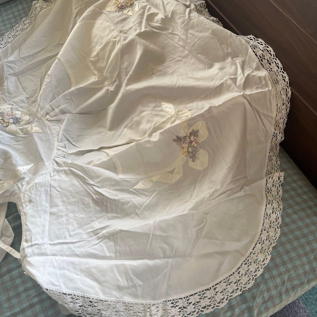 ホワイト花柄刺繍レースエプロン　さえら 母の日