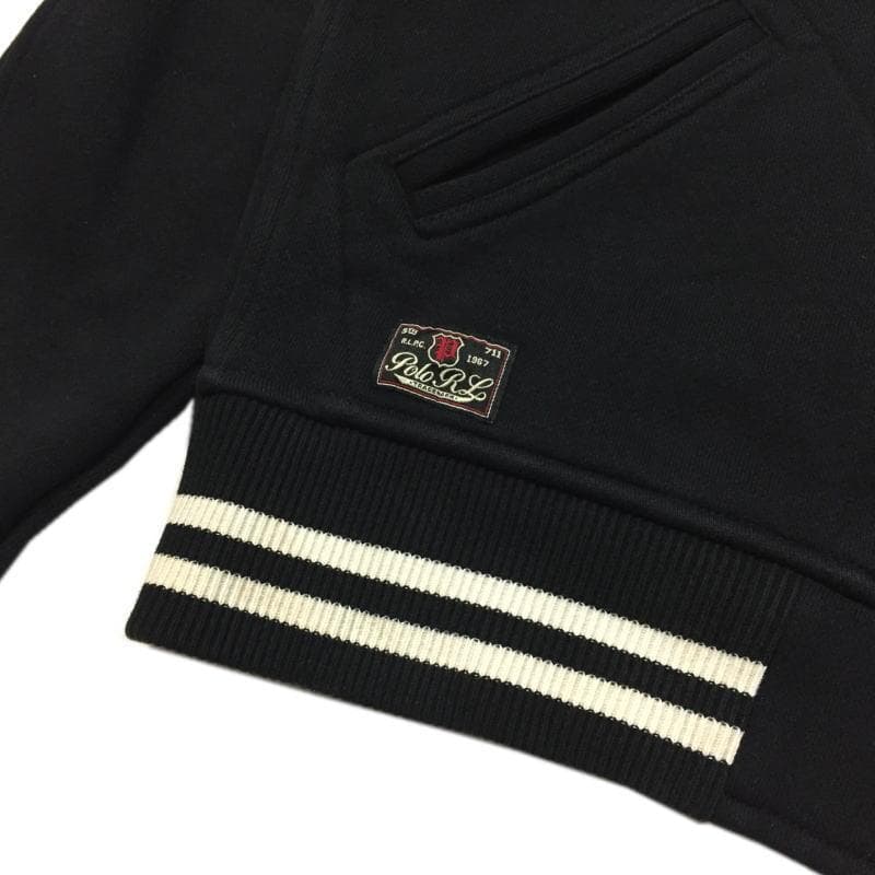 美品 US Ｍ ポロ ラルフローレン Pパッチ フリース ベースボールジャケット