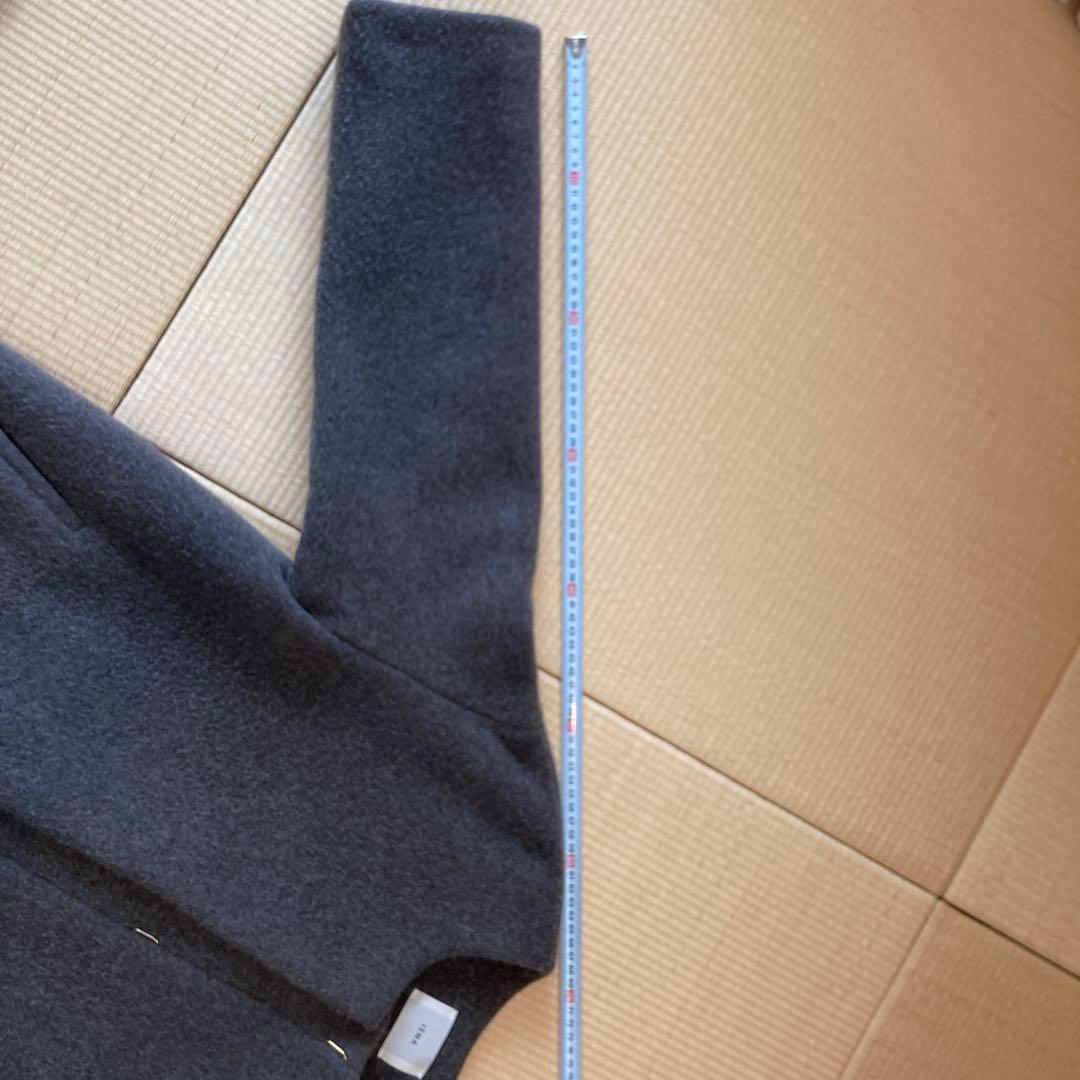 IENA ラムウール　ノーカラーコート　グレー