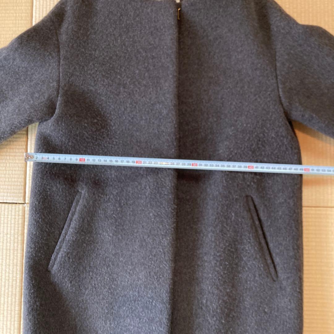 IENA ラムウール　ノーカラーコート　グレー