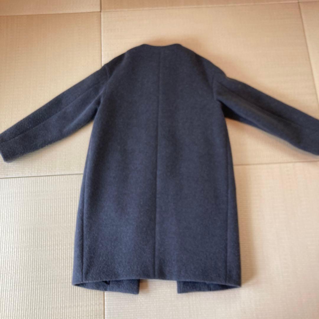 IENA ラムウール　ノーカラーコート　グレー