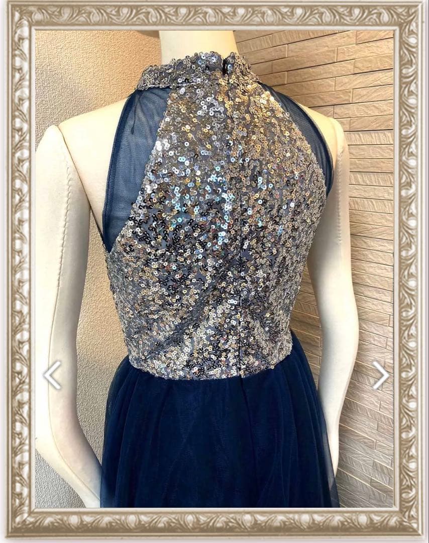 アメリカンスリーブ/ロングドレス/紺/グレー/演奏会ドレス