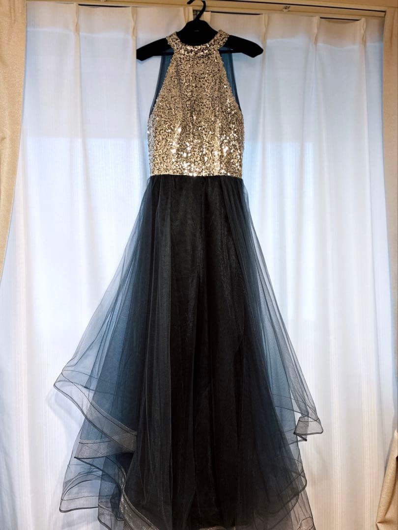 アメリカンスリーブ/ロングドレス/紺/グレー/演奏会ドレス