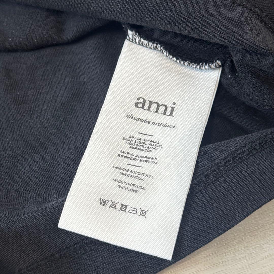 Ami Paris 黒 長袖Tシャツ ロンT 刺繍 アミパリ