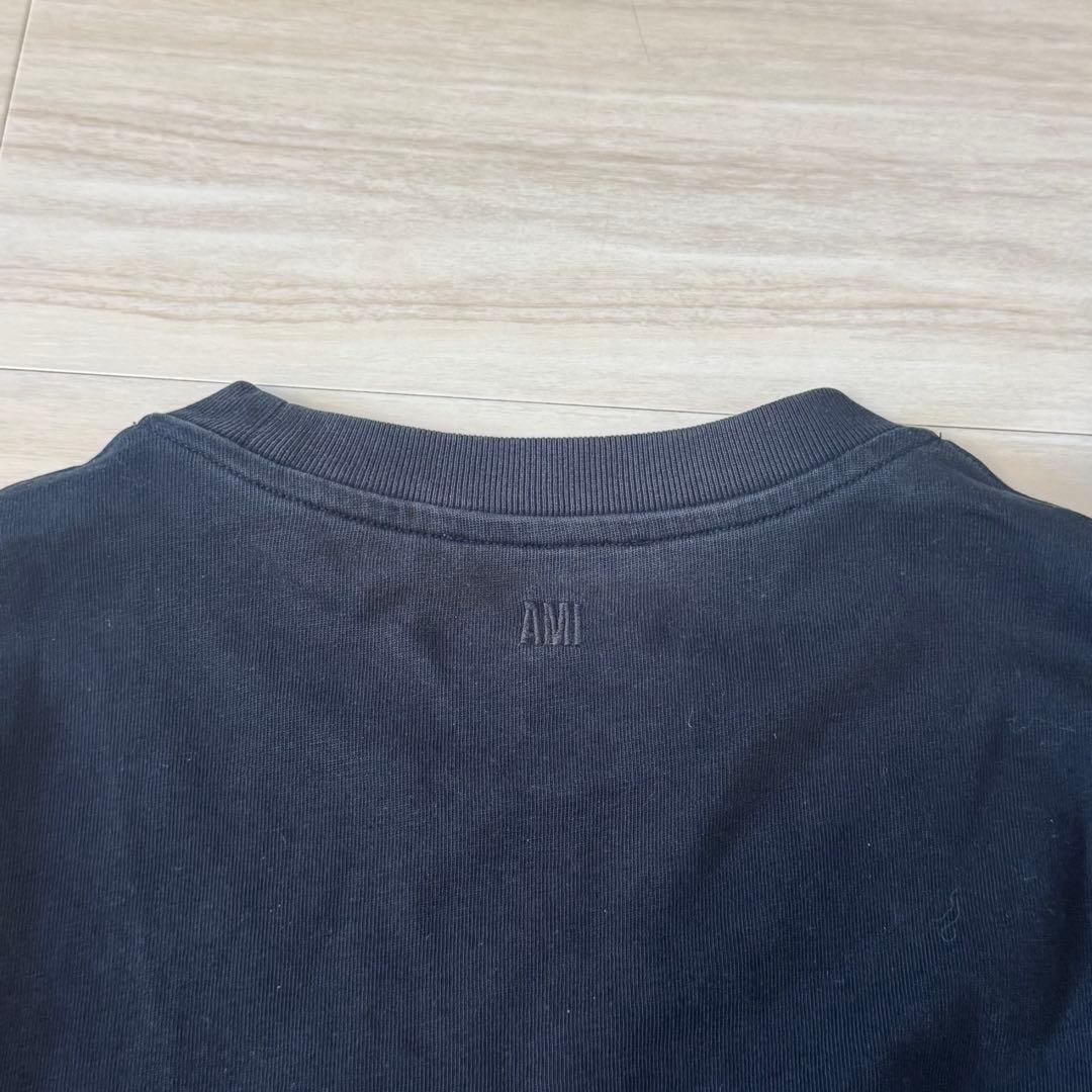 Ami Paris 黒 長袖Tシャツ ロンT 刺繍 アミパリ