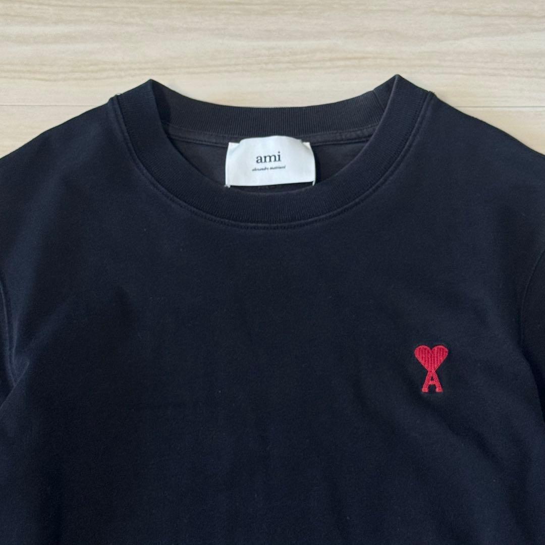 Ami Paris 黒 長袖Tシャツ ロンT 刺繍 アミパリ