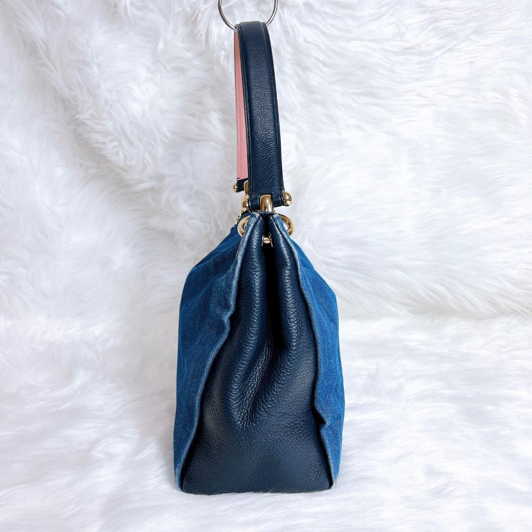 コーチ ショルダーバッグ　ハンドバッグ　2way デニム　レザー F66964