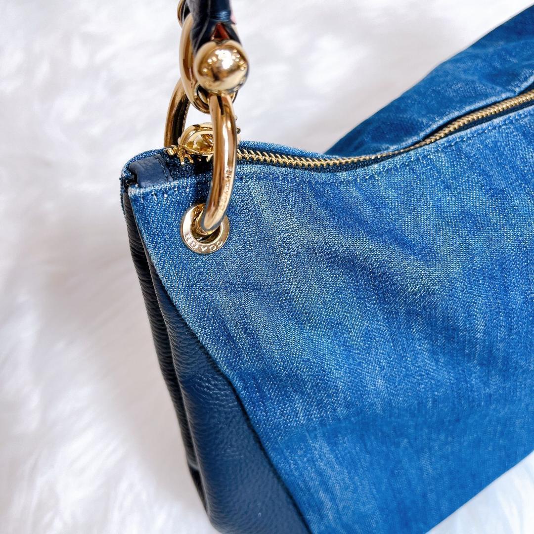 コーチ ショルダーバッグ　ハンドバッグ　2way デニム　レザー F66964