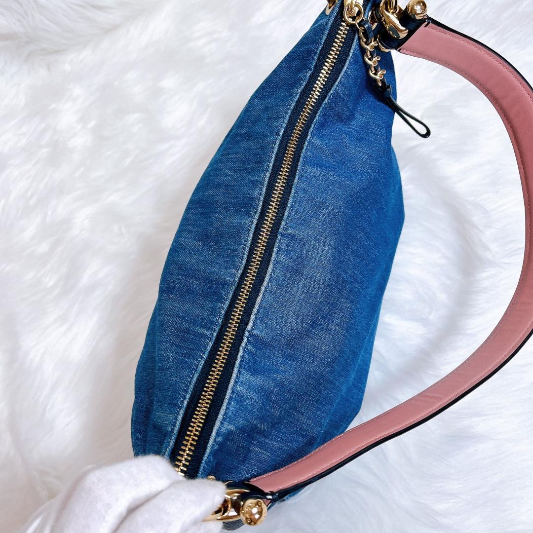 コーチ ショルダーバッグ　ハンドバッグ　2way デニム　レザー F66964