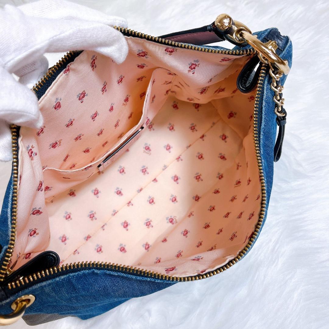 コーチ ショルダーバッグ　ハンドバッグ　2way デニム　レザー F66964