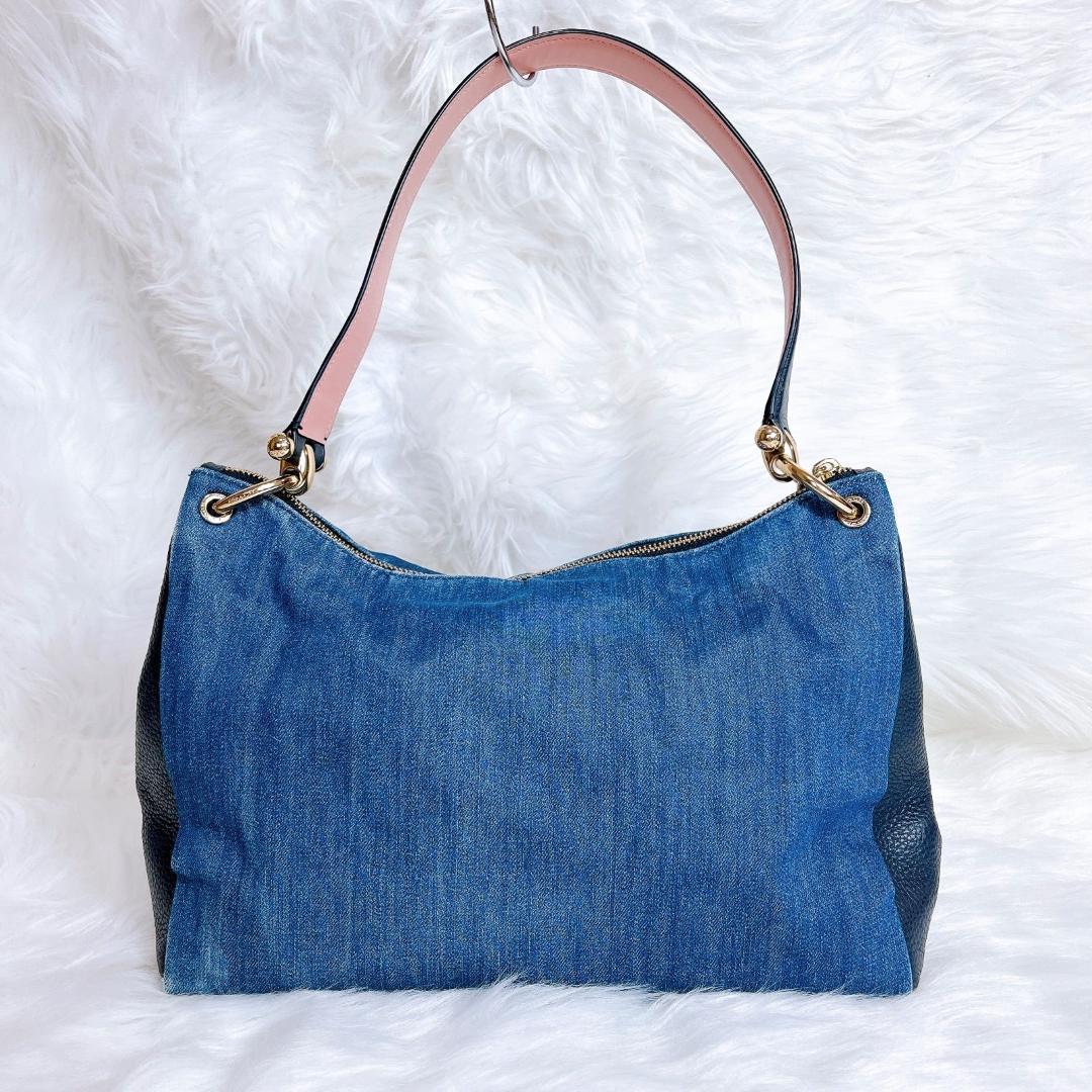 コーチ ショルダーバッグ　ハンドバッグ　2way デニム　レザー F66964