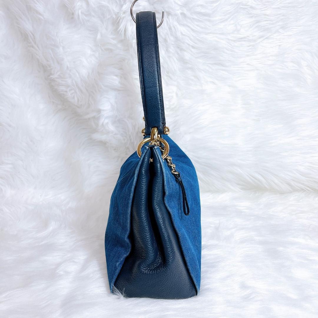 コーチ ショルダーバッグ　ハンドバッグ　2way デニム　レザー F66964