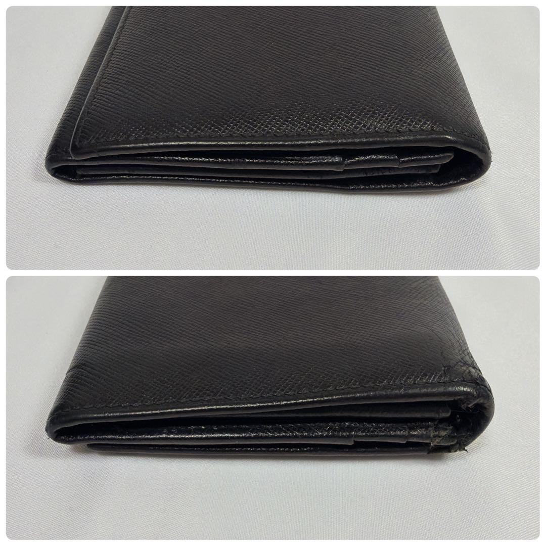 【極美品】プラダ 長財布 三角ロゴ サフィアーノ レザー 黒 Wホック