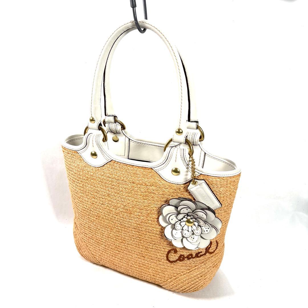 【美品】コーチ　ハンドバッグ　ショルダーバッグ　ティーローズ　カゴバッグ