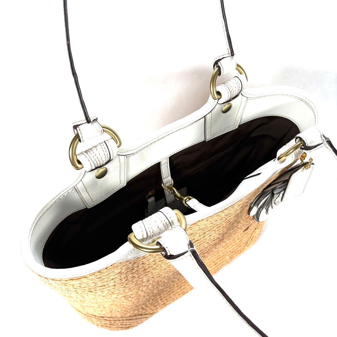 【美品】コーチ　ハンドバッグ　ショルダーバッグ　ティーローズ　カゴバッグ