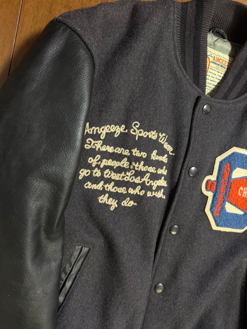 GOLDEN BEAR ANGEEZE USA製 袖革 スタジャン Mサイズ