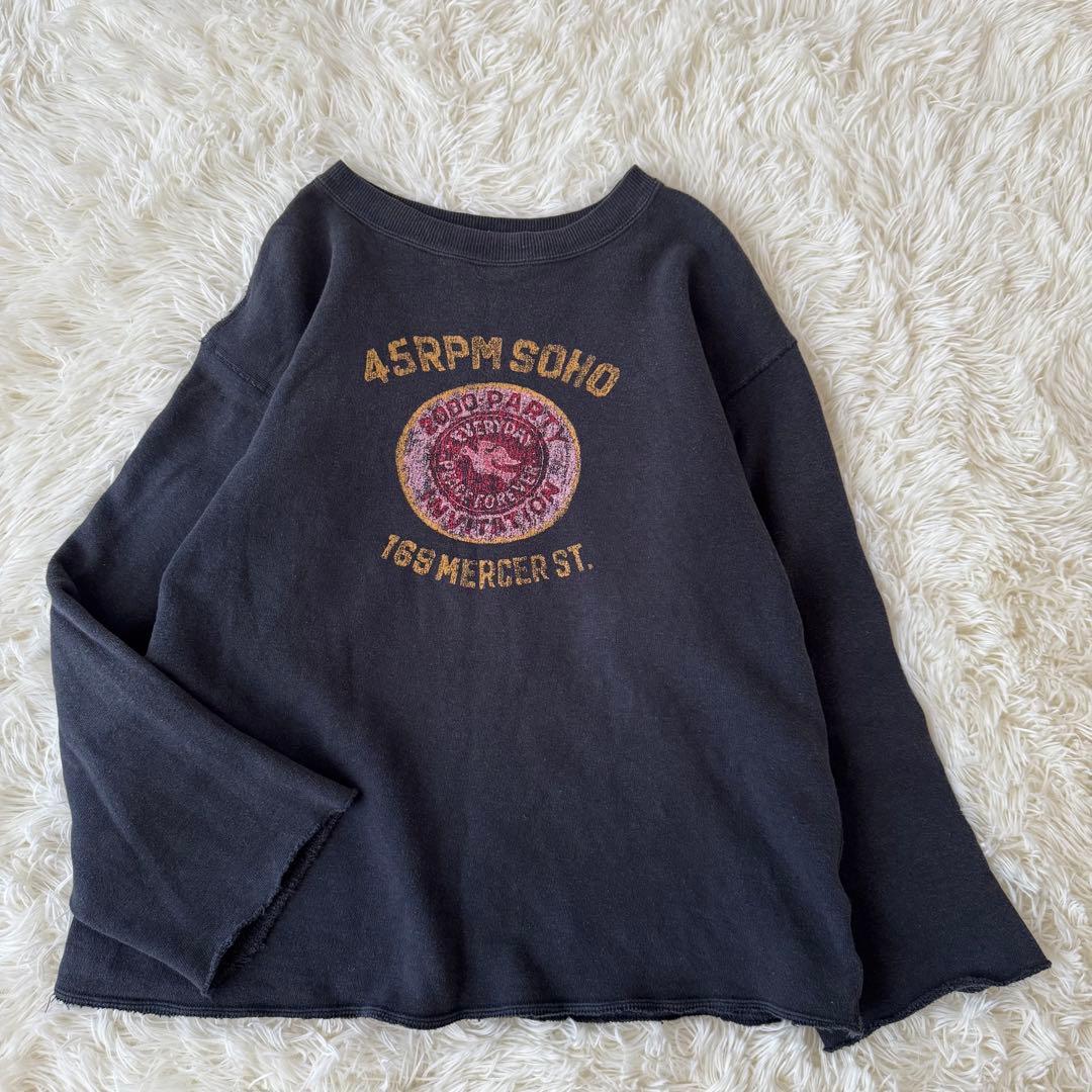 貴重✨45rpm スウェット トレーナー ロゴ 長袖 ヴィンテージ加工 M