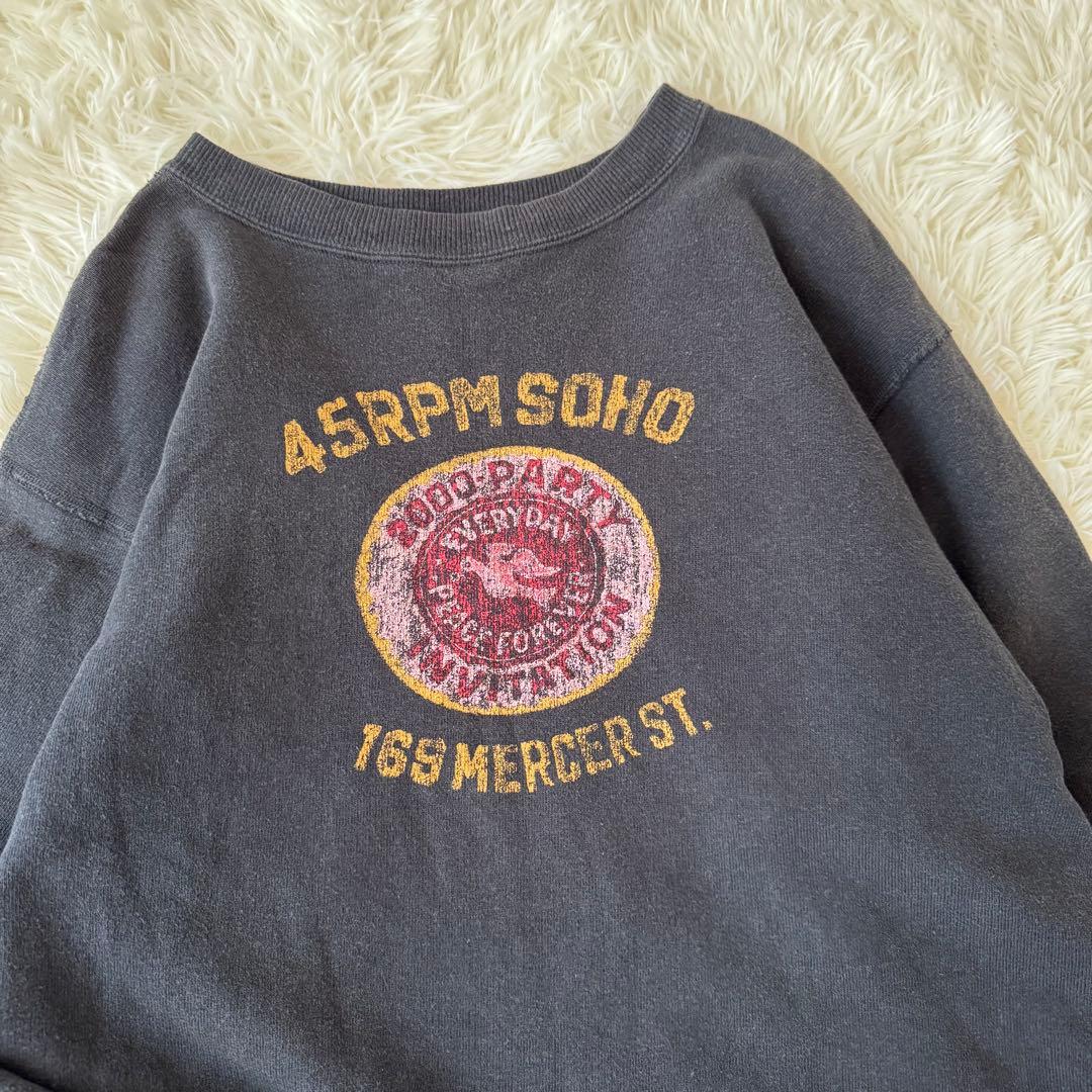 貴重✨45rpm スウェット トレーナー ロゴ 長袖 ヴィンテージ加工 M