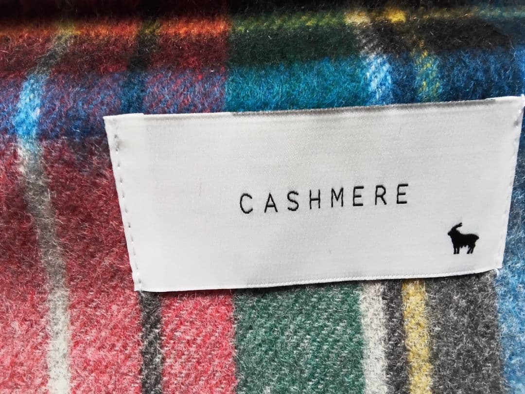 カフェラテ　カシミヤ 大判ストール グレーグランド