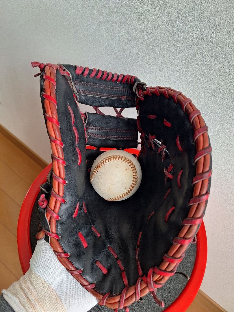ZETT 軟式グローブ 黒/赤　ファーストミット　中古