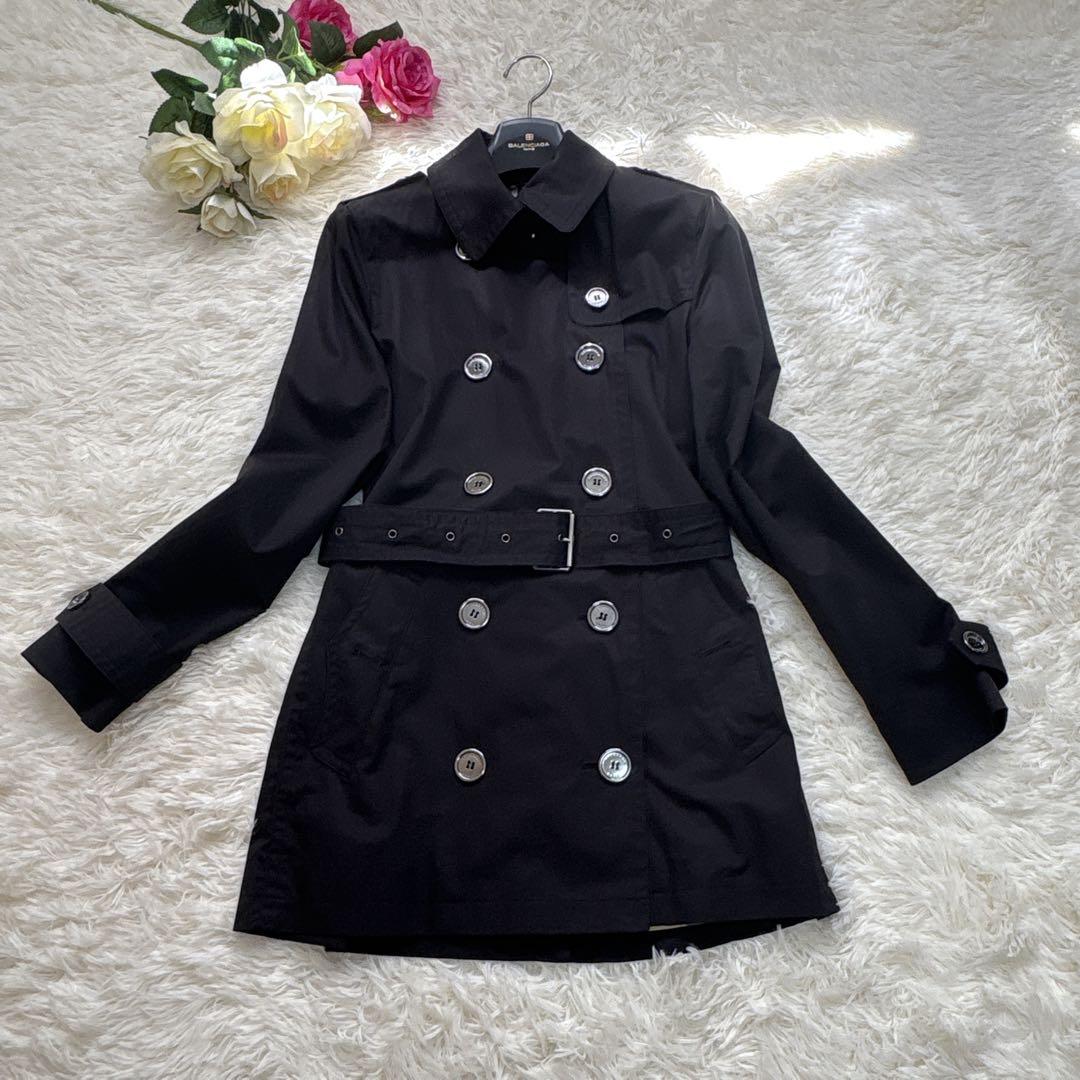 【極美品】バーバリーブリット トレンチコート メガチェック ブラック ベルト