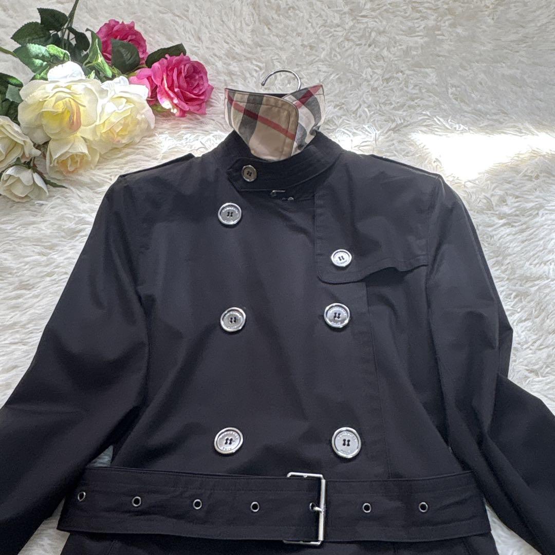【極美品】バーバリーブリット トレンチコート メガチェック ブラック ベルト