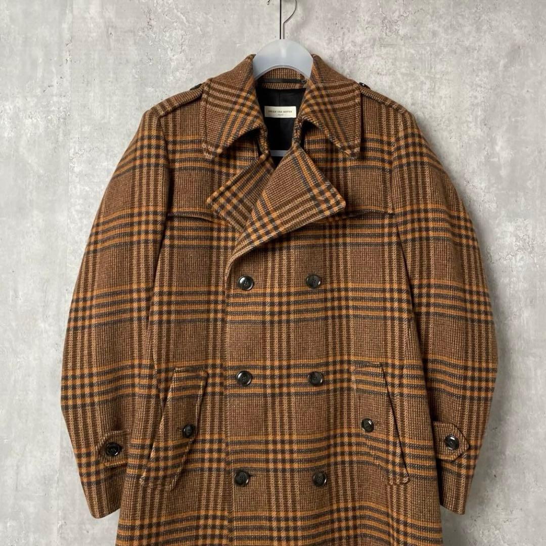 23aw Dries Van Noten ガンクラブチェック ダブルロングコート