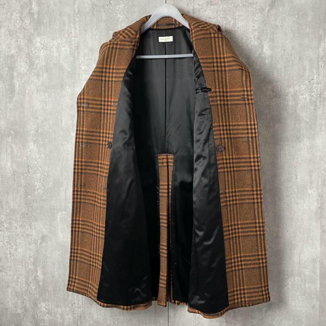 23aw Dries Van Noten ガンクラブチェック ダブルロングコート
