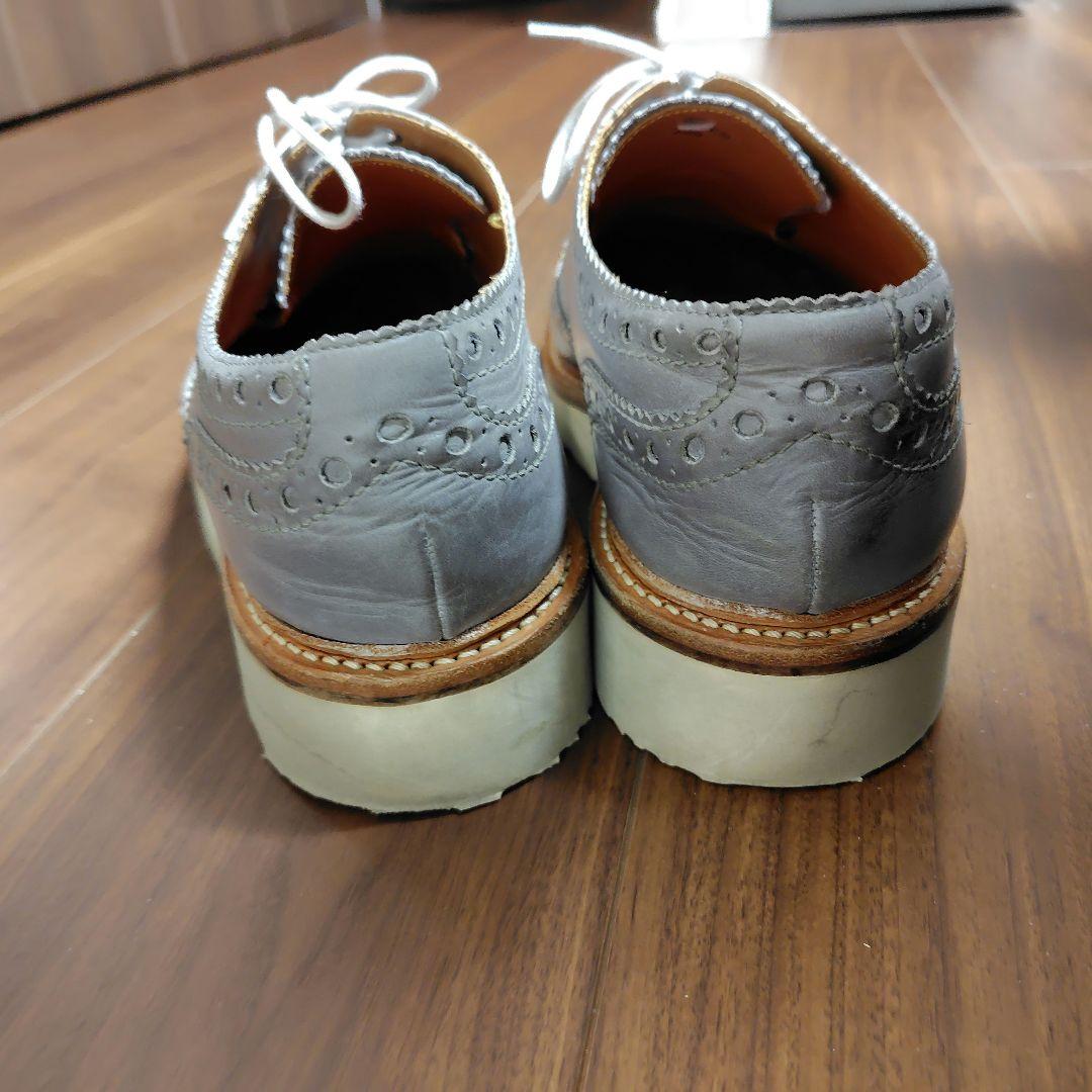 グレー レザー ドレスシューズ 厚底