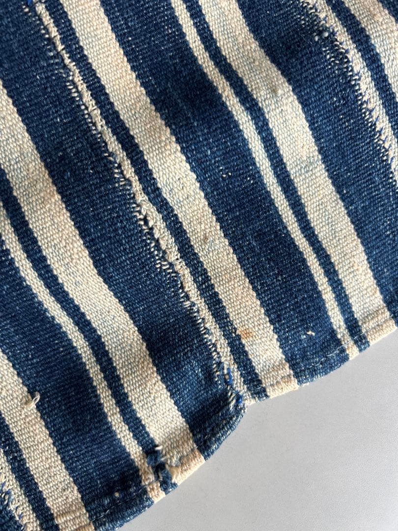 Vintage アフリカンインディゴ　ストール　ファブリック　ストライプ