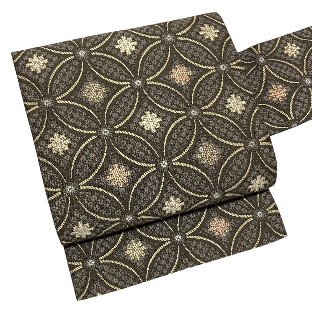 九寸名古屋帯 正絹 西陣 七宝 未使用 イ6526