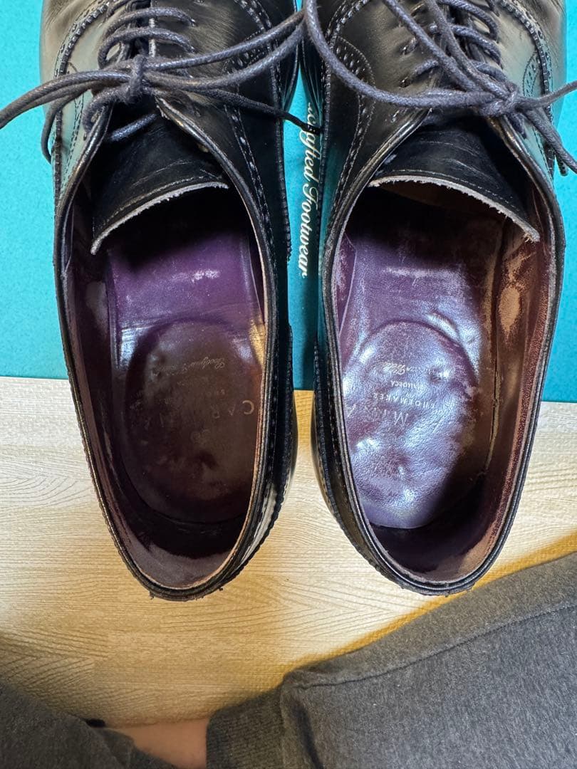 カルミナ CARMINA セミブローグ 黒 内羽根 8.5インチ（27.0cm）