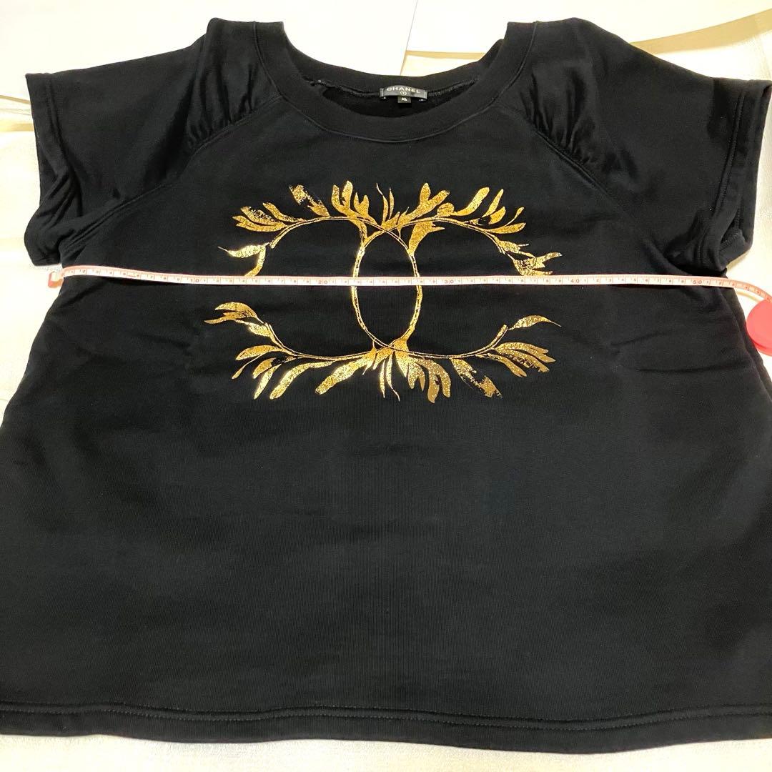 シャネル CHANEL スウェット Tシャツ ブラック ゴールド XL サイズ