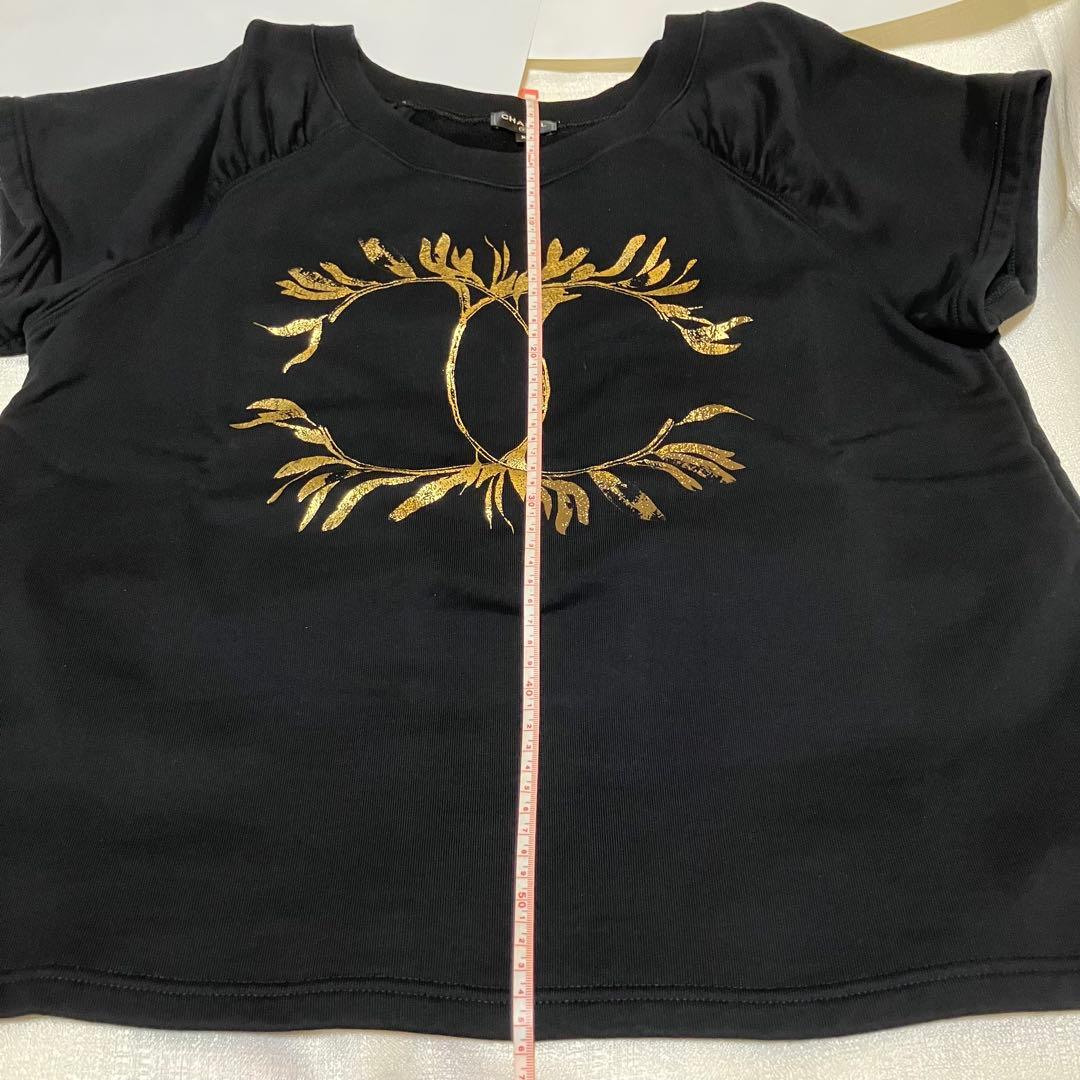 シャネル CHANEL スウェット Tシャツ ブラック ゴールド XL サイズ