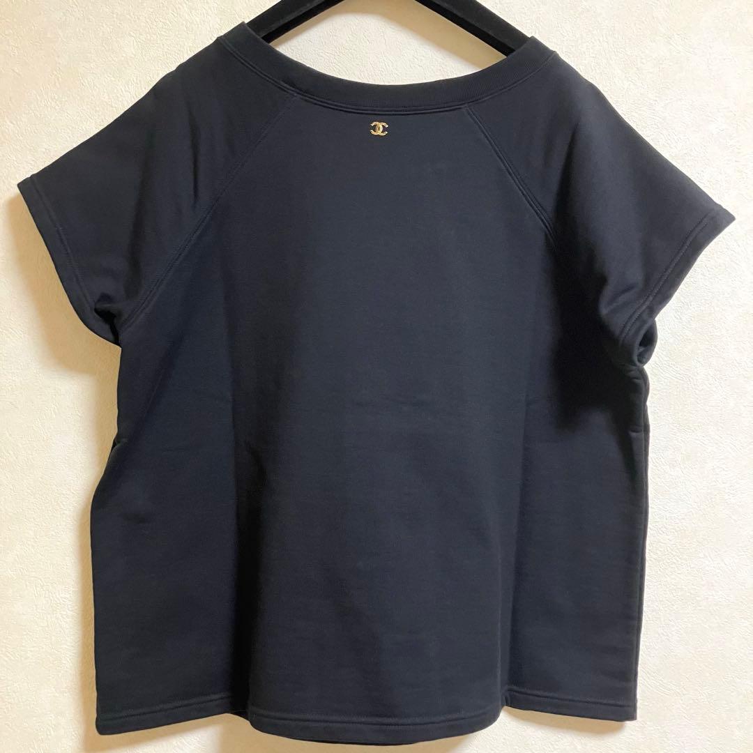 シャネル CHANEL スウェット Tシャツ ブラック ゴールド XL サイズ