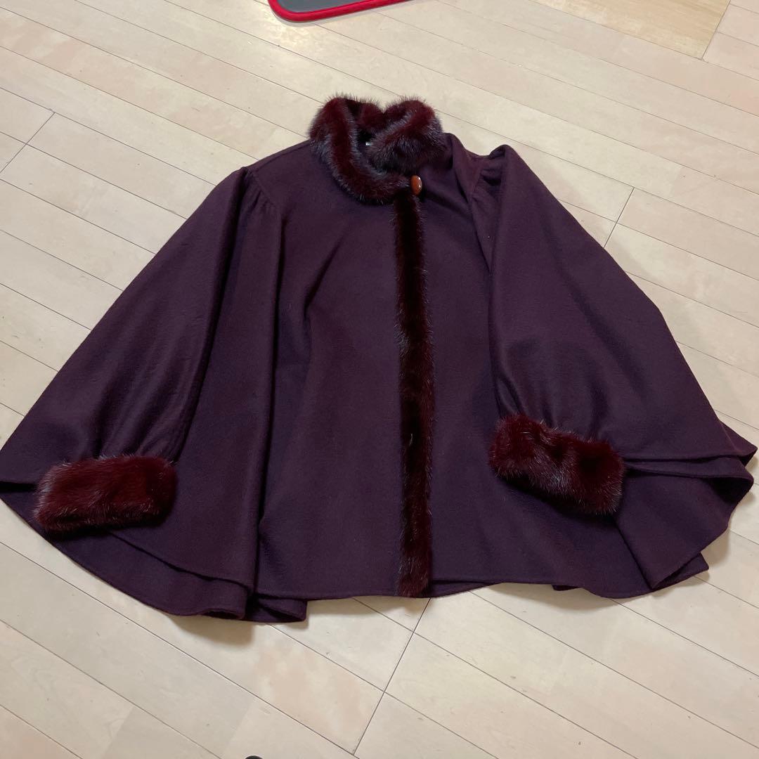 Hand Made アウター　ケープ　ポンチョコート　9号　レディース　パープル