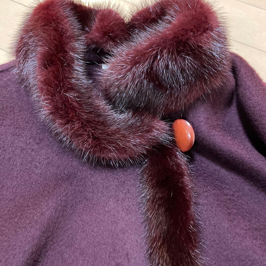 Hand Made アウター　ケープ　ポンチョコート　9号　レディース　パープル