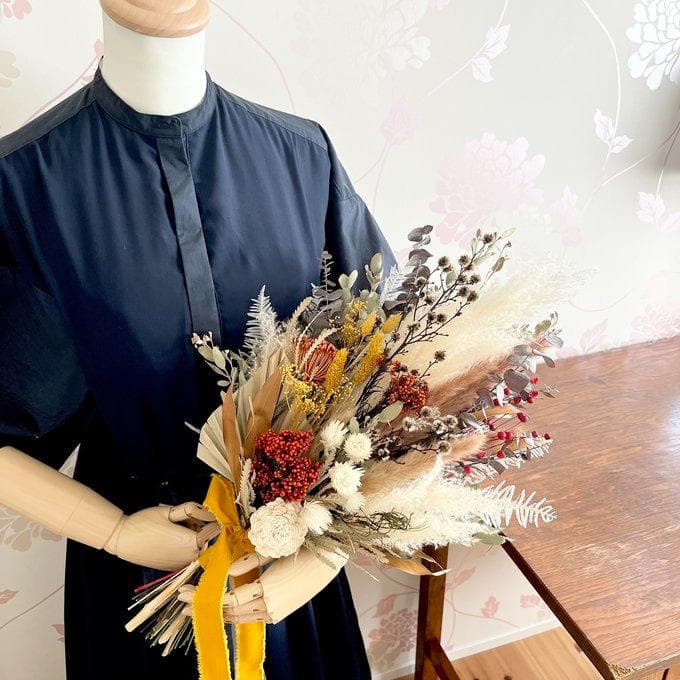 okudaさま専用　ブリックオレンジのワイルドロングスワッグ LL＆ブートニア