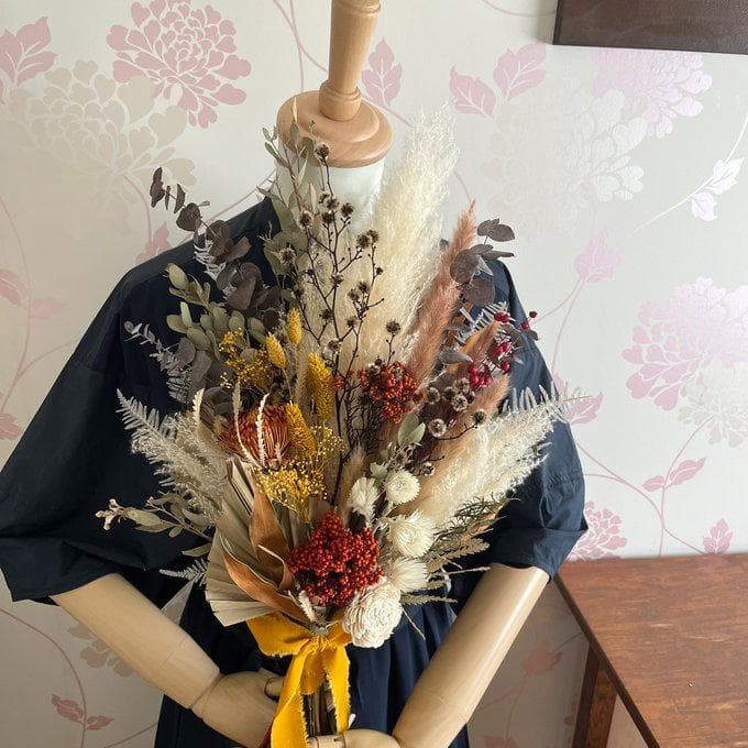 okudaさま専用　ブリックオレンジのワイルドロングスワッグ LL＆ブートニア