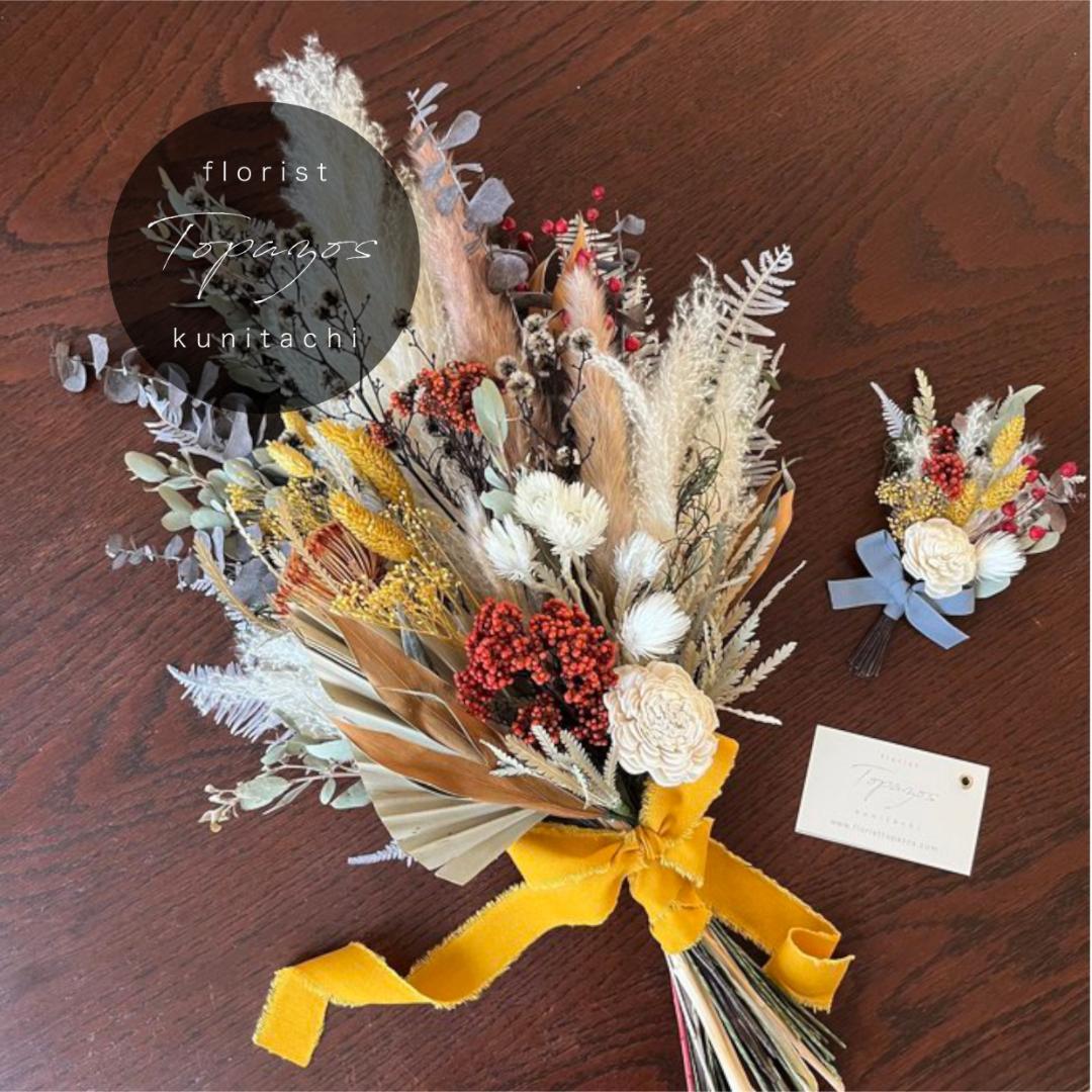 okudaさま専用　ブリックオレンジのワイルドロングスワッグ LL＆ブートニア