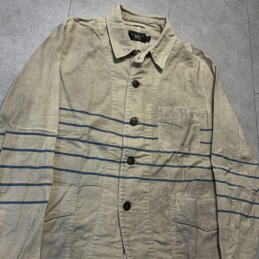 RRL ボロ加工 ボーダー ヘリンボーン カバーオール ジャケット