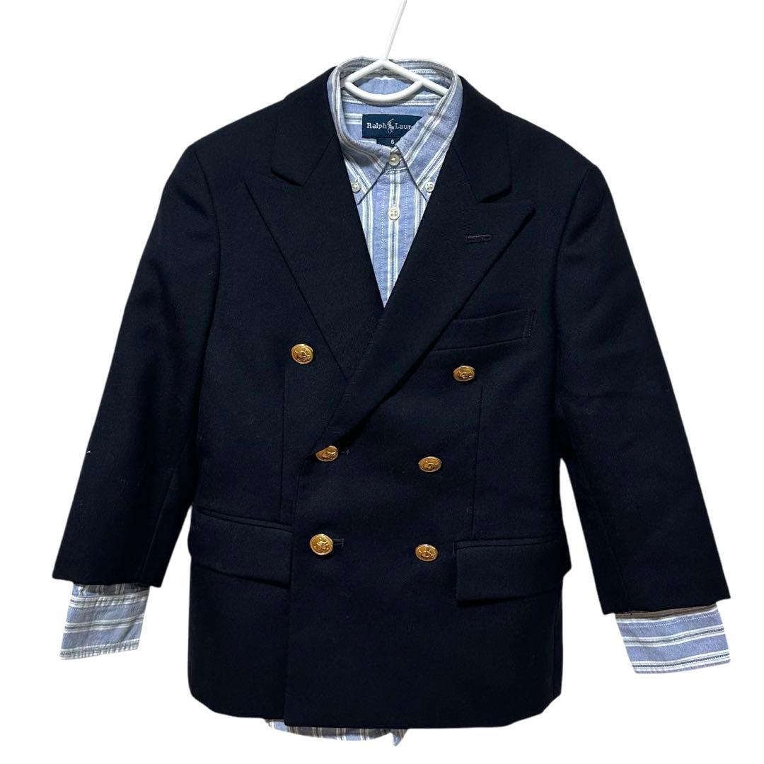 ラルフローレン　キッズ　セットアップ　3点セット　シャツ　紺ブレ　金ボタン