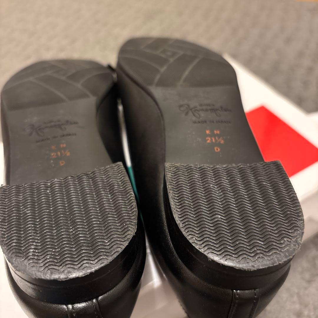 かねまつ　21.5cm AQUA BELL フラットパンプス　黒