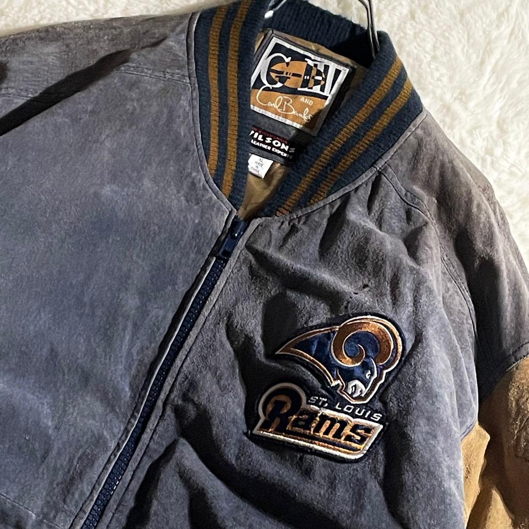 専用G-Ⅲ　NFL　ロサンゼルス・ラムズ　オールレザースタジャン　スウェードXL