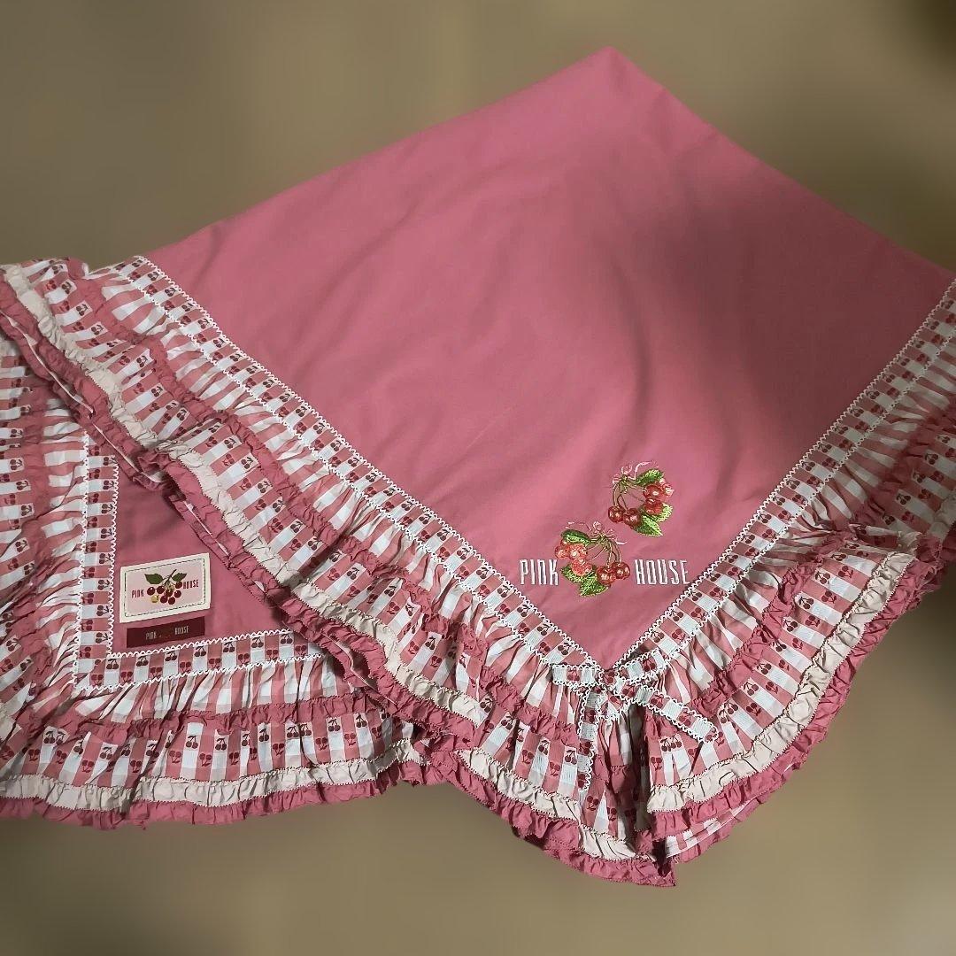 PINK HOUSE チェリー柄ストール120cm✕120cm（未使用に近い）