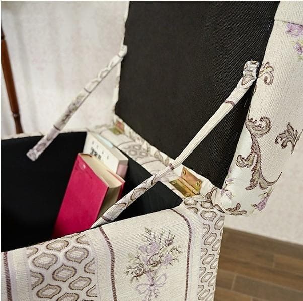 ローズ ロココ 収納 ファブリック ボックス スツール シルバー 人気