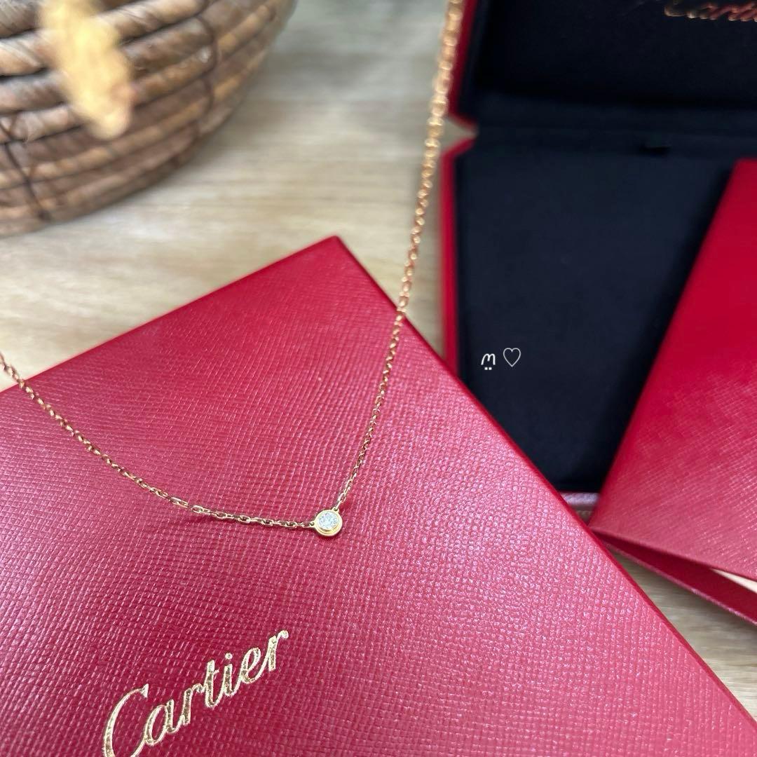 カルティエ　ダムールSMネックレス　ダイヤモンドK18PG　ディアマンレジェ