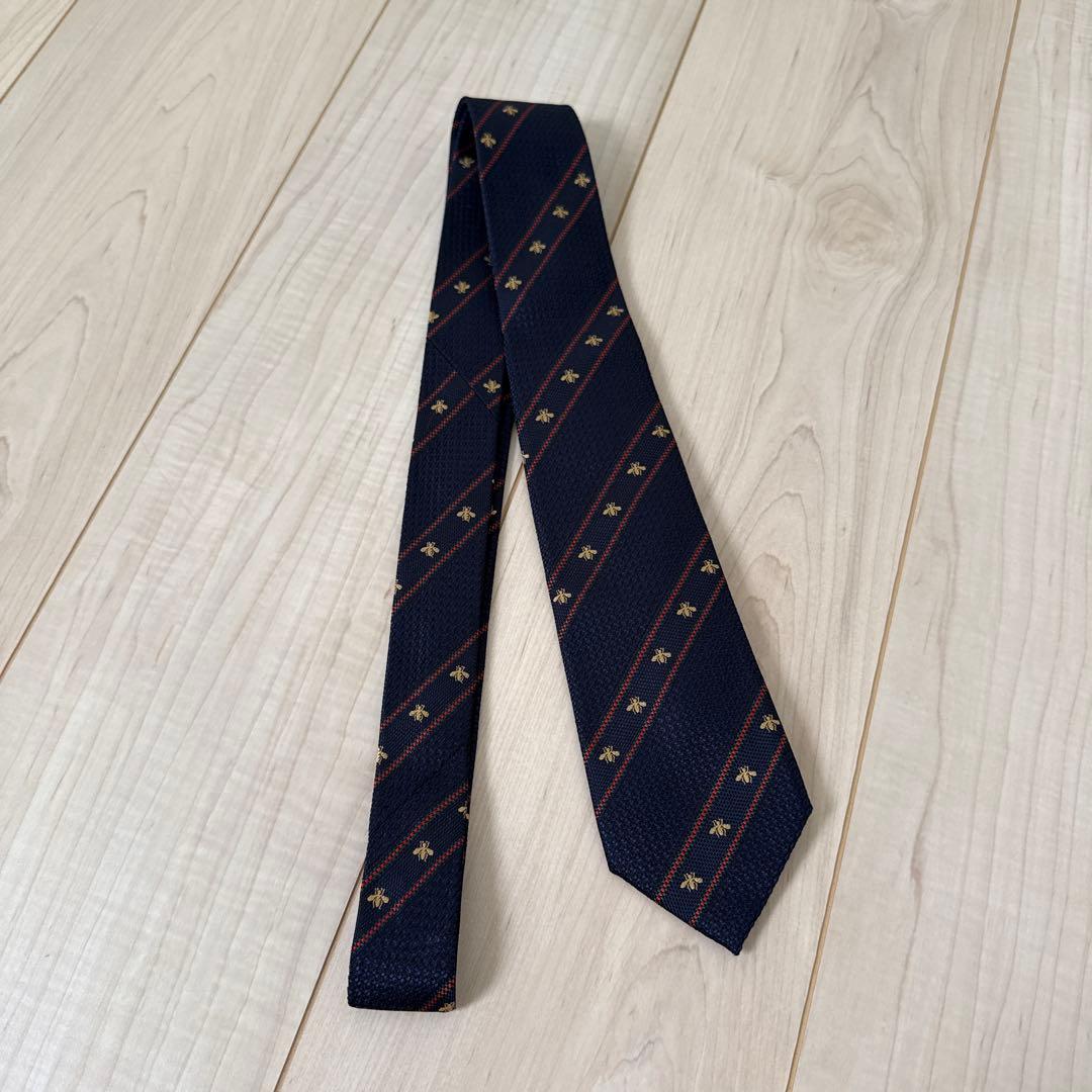 GUCCI ビー（ハチ）＆ウェブ ストライプ シルクジャカード ネクタイ 超美品
