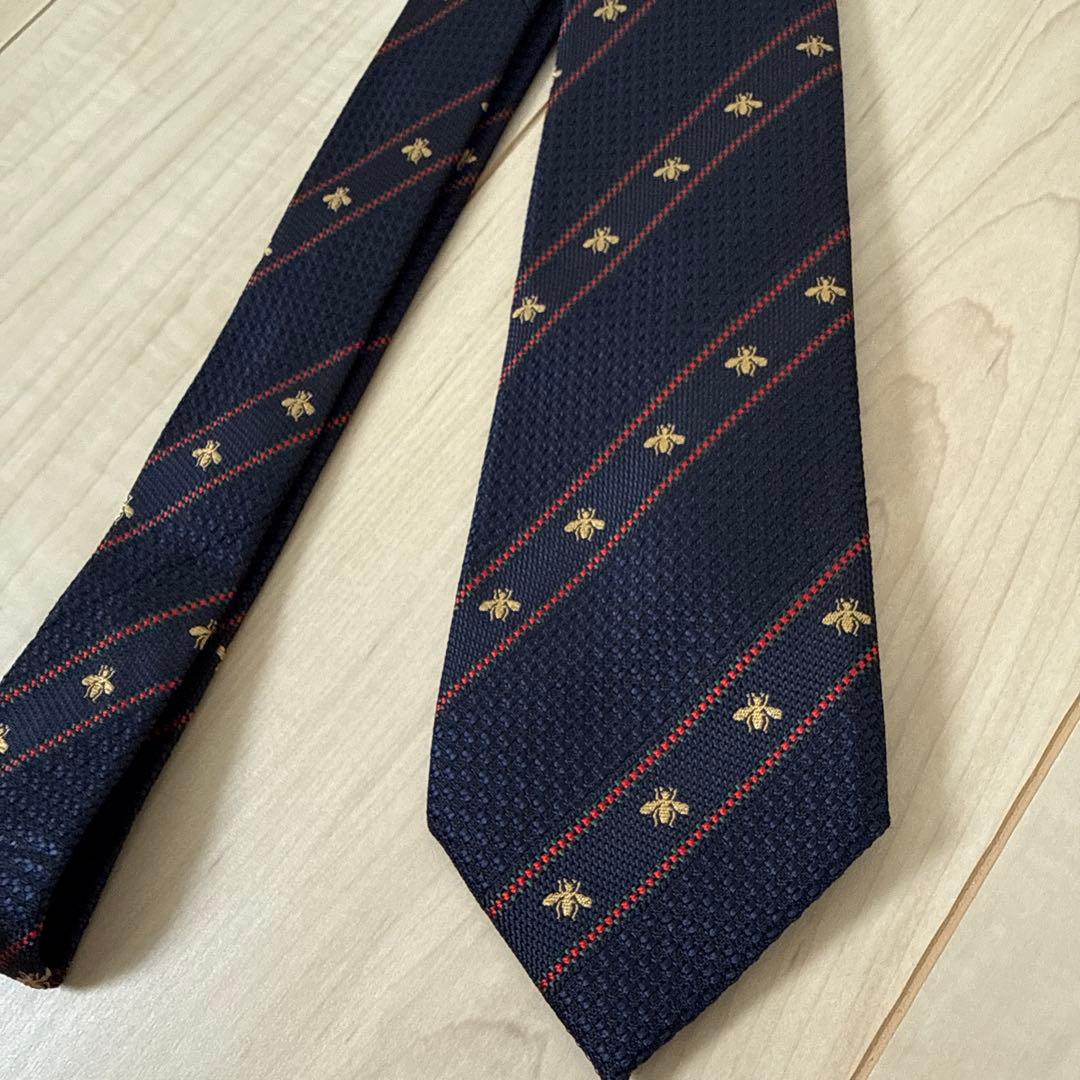 GUCCI ビー（ハチ）＆ウェブ ストライプ シルクジャカード ネクタイ 超美品